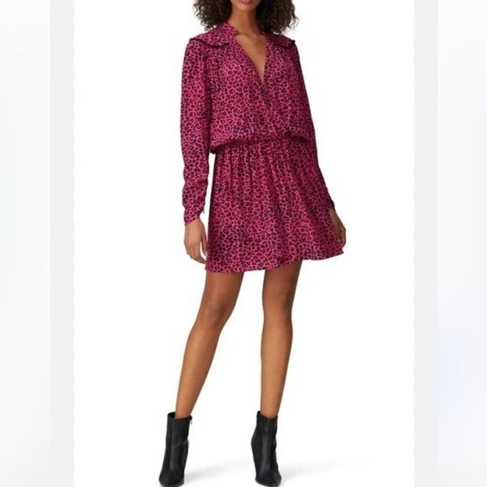 ZADIG & VOLTAIRE Reveal Print Leo Leopard Print Long Sleeve Mini Dress Sz Small - Picture 6 of 8